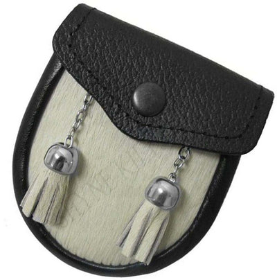 Baby Semi Dress White Calf Skin Kilt Sporran with 2 tassels