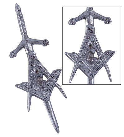 Highland Scottish Kilt Pins In Chrome Finish - MASONIC CREST KILT PIN