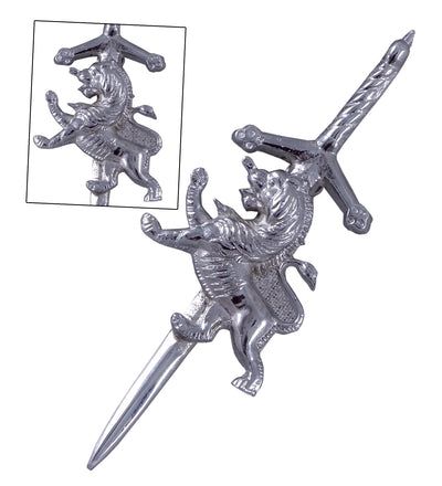 Highland Scottish Kilt Pins In Chrome Finish - LION RAMPANT KILT PIN