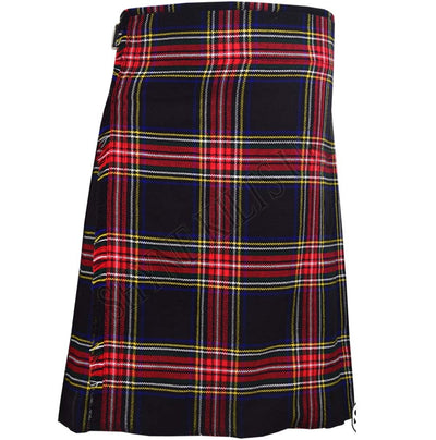 Black Stewart 5 Yard Men's Scottish Kilts 13oz Highland Casual Tartan Kilt