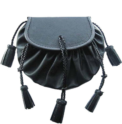 KILT SPORRAN HIGHLANDER STYLE JACOBITE POUCH IN BLACK LEATHER KILTWEAR FOR KILTS