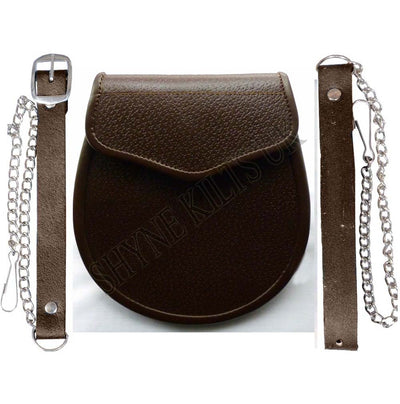 KILT DAYWEAR REGIMENTAL STYLE SIMPLISTIC SPORRAN IN BROWN LEATHER FOR KILTS