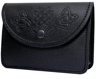 Black Kilt Belt Pouch With Celtic Embossed 100% real Leather sporran/pouch water