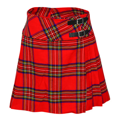 Royal Stewart Ladies Knee Length Kilt Skirt 20" Length Tartan Pleated Kilts Buckled Straps