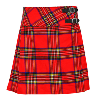 Royal Stewart Ladies Knee Length Kilt Skirt 20" Length Tartan Pleated Kilts Buckled Straps