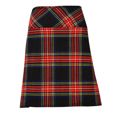 Black Stewart Ladies Knee Length Kilt Skirt 20" Length Tartan Pleated Kilts Buckled Straps