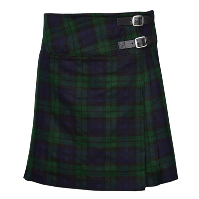 Black Watch Ladies Knee Length Kilt Skirt 20" Length Tartan Pleated Kilts Buckled Straps