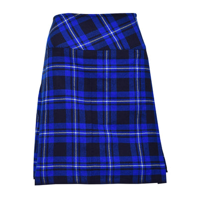 Blue Ladies Knee Length Kilt Skirt 20" Length Tartan Pleated Kilts Buckled Straps