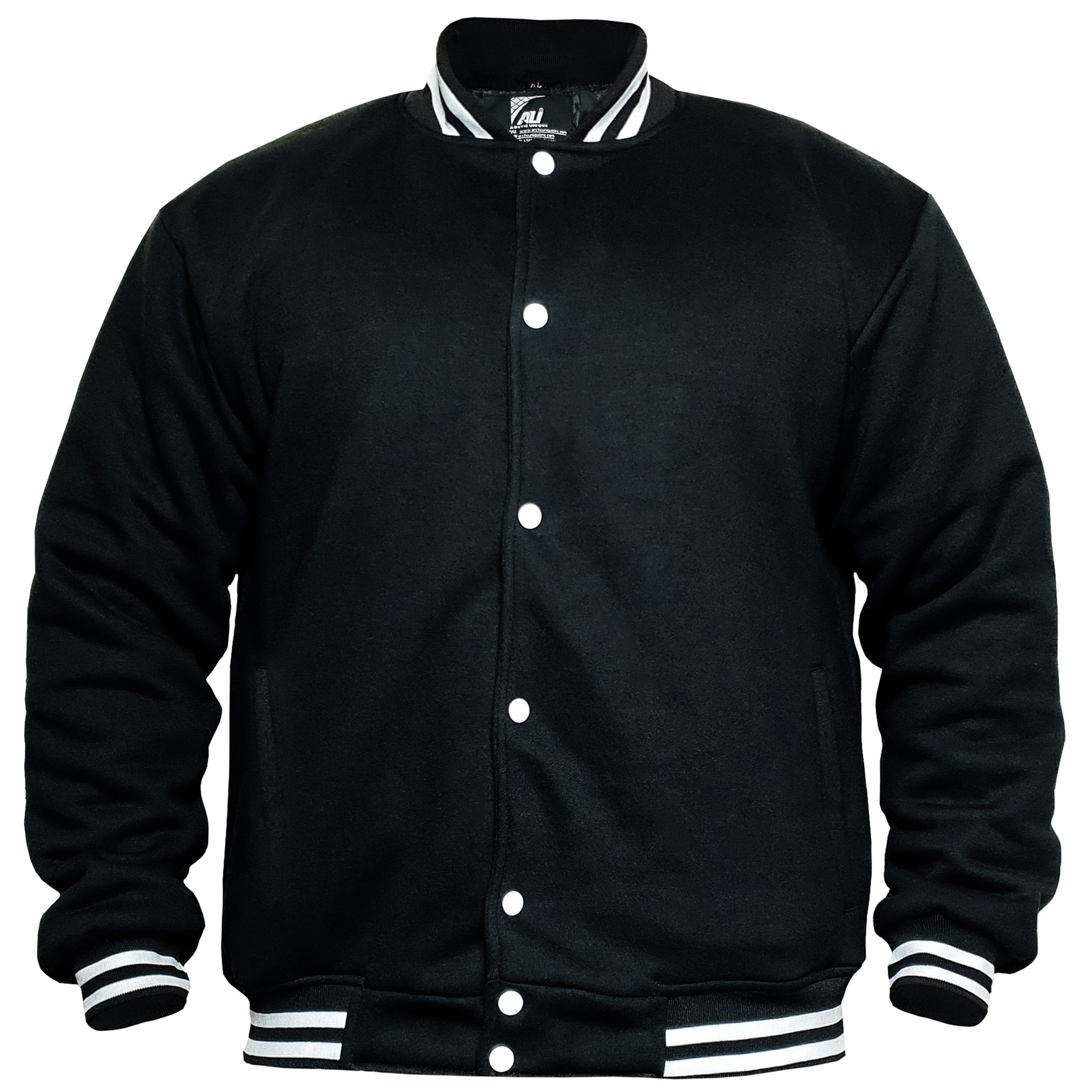 Black Men's Varsity Jacket Causal Slim Fit Cotton Letterman Baseball Bomber Jackets