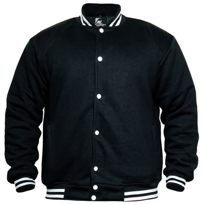 Black Men's Varsity Jacket Causal Slim Fit Cotton Letterman Baseball Bomber Jackets