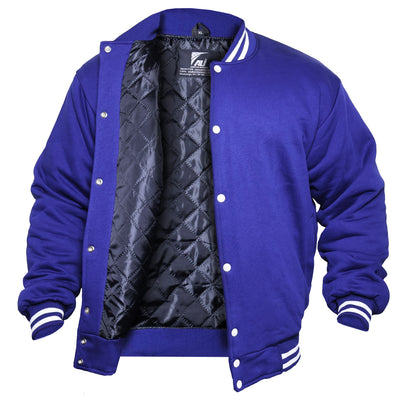 Navy Blue Men's Varsity Jacket Causal Slim Fit Cotton Letterman Baseball Bomber Jackets