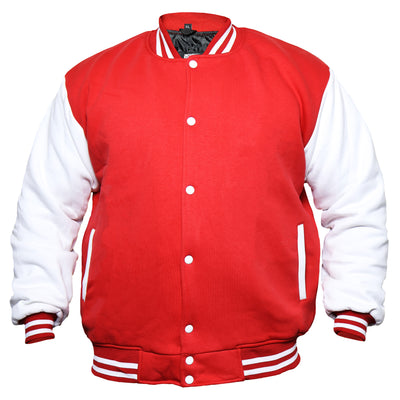 Red/White Men's Varsity Jacket Causal Slim Fit Cotton Letterman Baseball Bomber Jackets