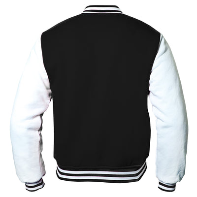 Black/White Kids Baseball Jackets Boys Girls Fit Varsity Jacket Casual Team Uniform Plain Button School Coat