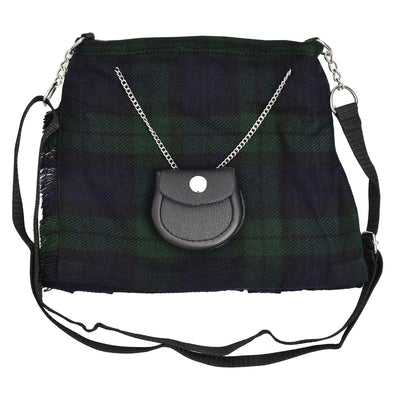 Ladies Shoulder Tartan Bag Women Casual Tartan Hand Bag - BLACK WATCH