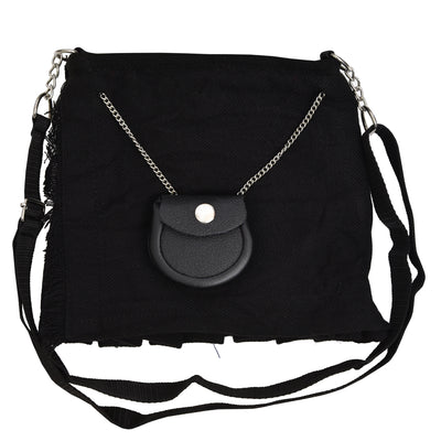 Ladies Shoulder Tartan Bag Women Casual Tartan Hand Bag - BLACK