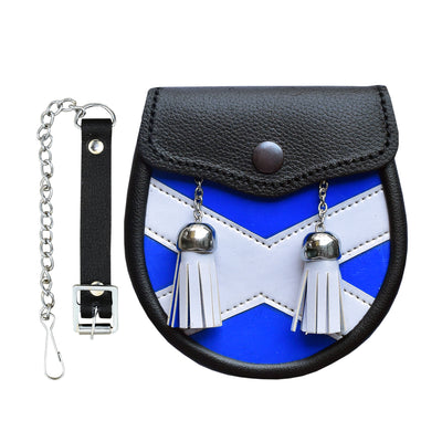 WHITE SALTIER FLAG CHILDREN LEATHER SPORRAN FULL DRESS SPORRAN