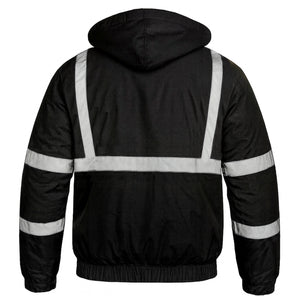 Full Black High Visibility Reflective Jackets for Men, Waterproof Safety Jacket with Pockets Men’s Work Construction Coats