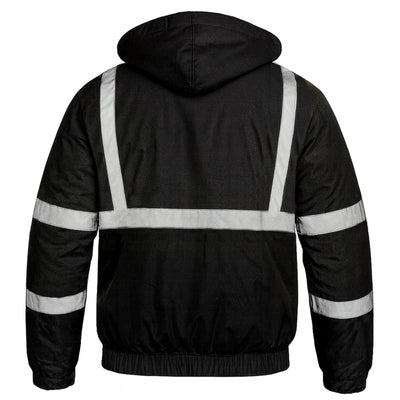 Full Black High Visibility Reflective Jackets for Men, Waterproof Safety Jacket with Pockets Men’s Work Construction Coats