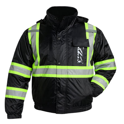 Mix Black High Visibility Reflective Jackets for Men, Waterproof Safety Jacket with Pockets Men’s Work Construction Coats