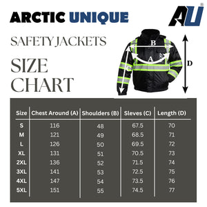 Mix Black High Visibility Reflective Jackets for Men, Waterproof Safety Jacket with Pockets Men’s Work Construction Coats