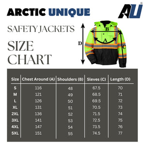Hi-Vis Fluorescent High Visibility Reflective Jackets for Men, Waterproof Safety Jacket with Pockets Men’s Work Construction Coats
