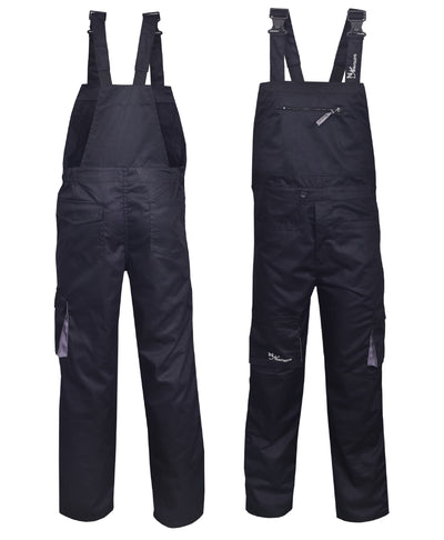 Black Bib and Brace Overalls Heavy Duty Work Trousers Dungaress Coveralls Boilersuit