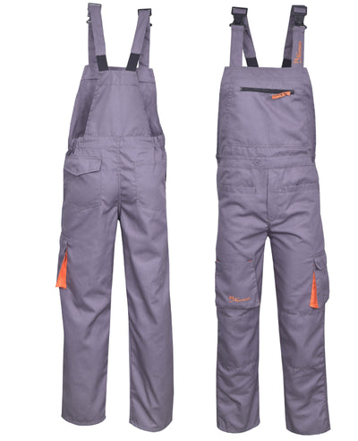 Grey Bib and Brace Overalls Heavy Duty Work Trousers Dungaress Coveralls Boilersuit