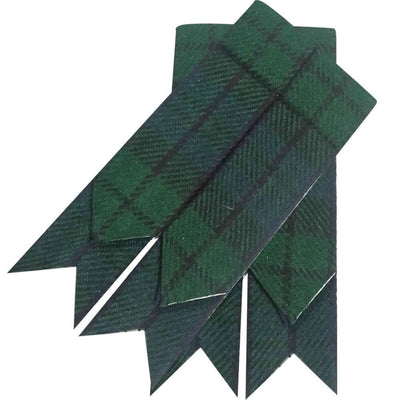 Men’s Kilt Hose Sock Flashes with Garter Pointed Highland Wear - BLACK WATCH