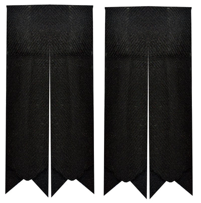 Men’s Kilt Hose Sock Flashes with Garter Pointed Highland Wear - BLACK