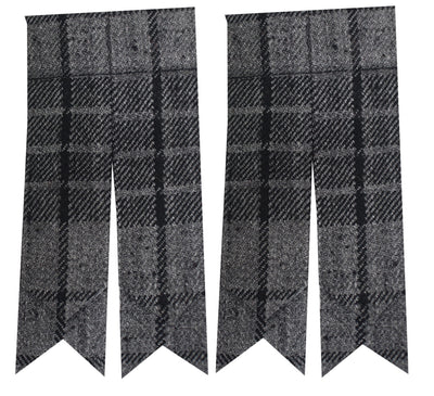 Men’s Kilt Hose Sock Flashes with Garter Pointed Highland Wear - HIGHLAND GREY
