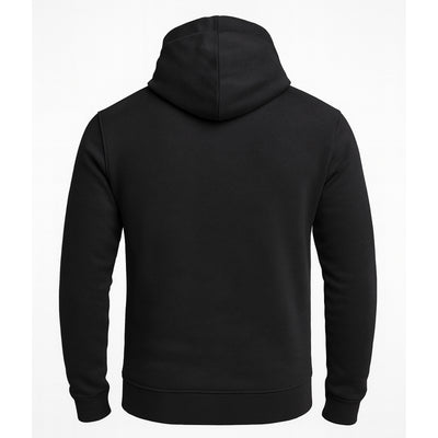 Black Men's Hoodies Pullover Long Sleeve Jacquard Drawstring Hooded Casual Sweatshirt