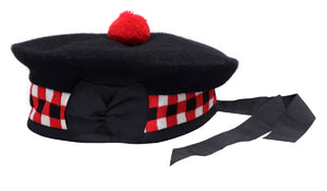 100% Pure Wool Scottish Balmoral Diced Hat Red,White & Black Balmoral Hat