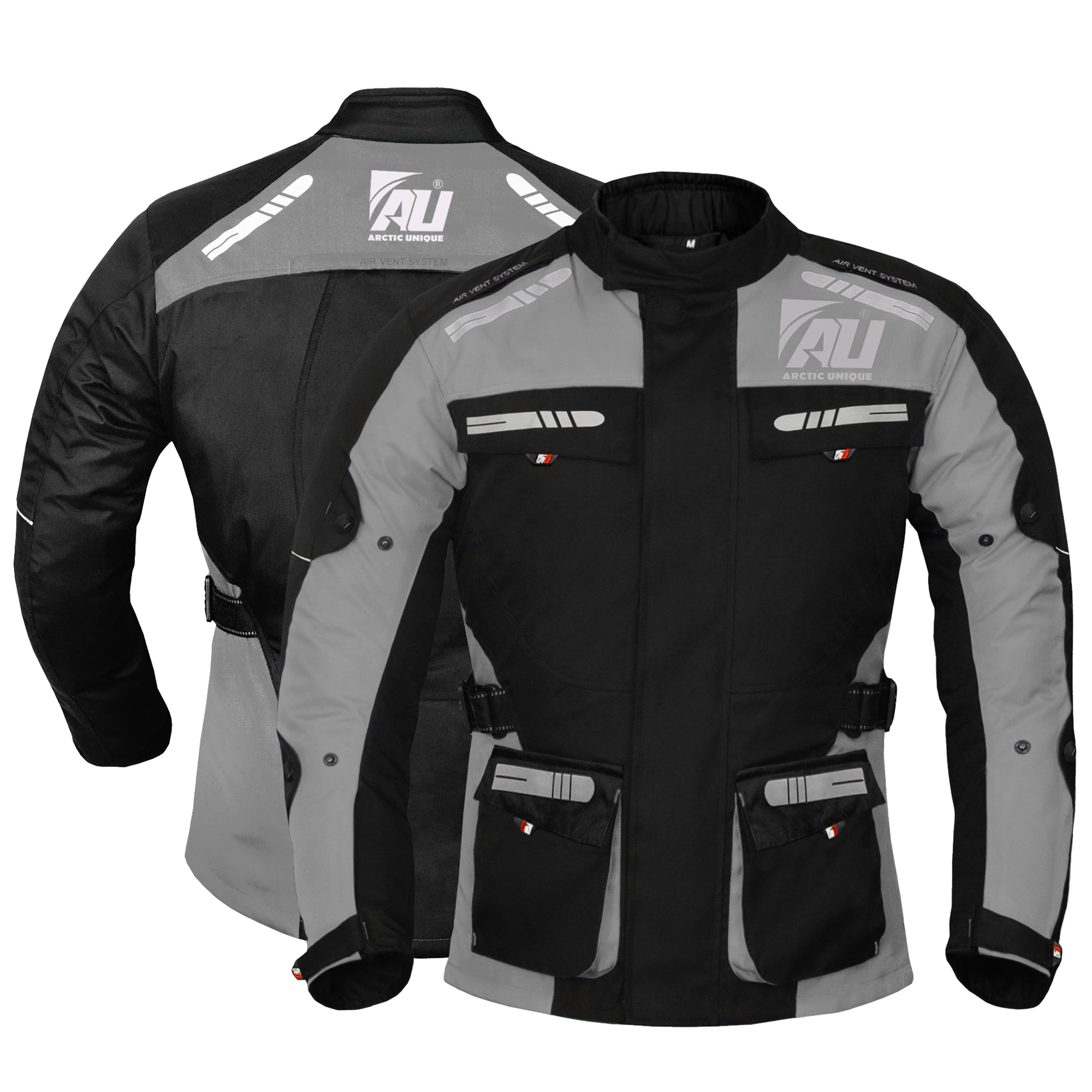 Grey Men's Motorcycle Motorbike Jacket Waterproof Textile CE Armoured Reflectors