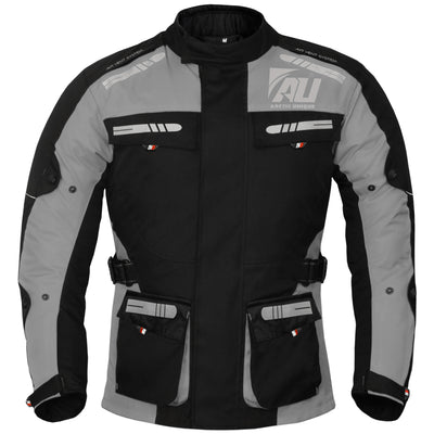 Grey Men's Motorcycle Motorbike Jacket Waterproof Textile CE Armoured Reflectors