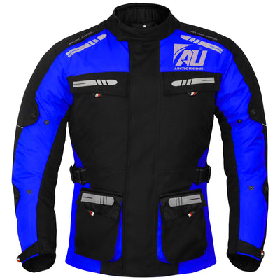 Blue Men's Motorcycle Motorbike Jacket Waterproof Textile CE Armoured Reflectors