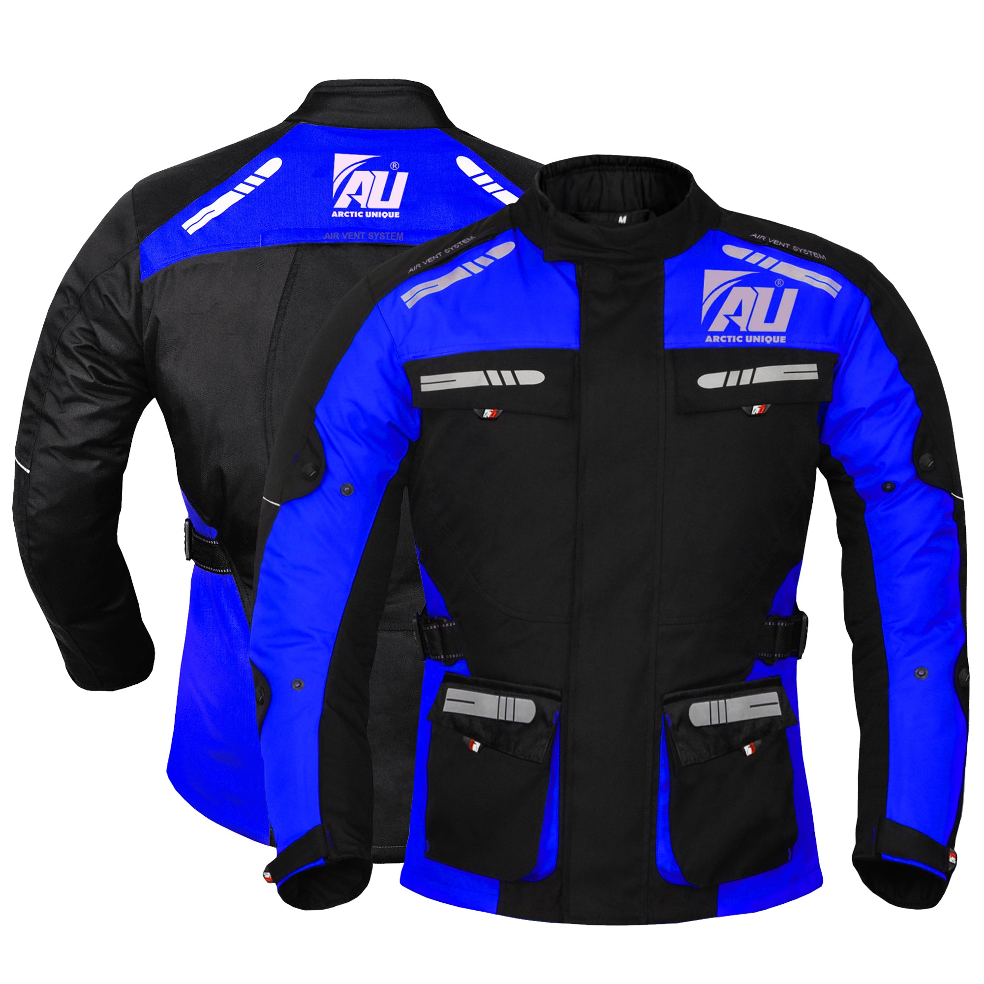 Blue Men's Motorcycle Motorbike Jacket Waterproof Textile CE Armoured Reflectors