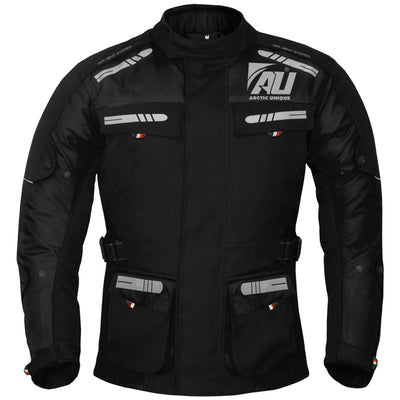 Black Men's Motorcycle Motorbike Jacket Waterproof Textile CE Armoured Reflectors