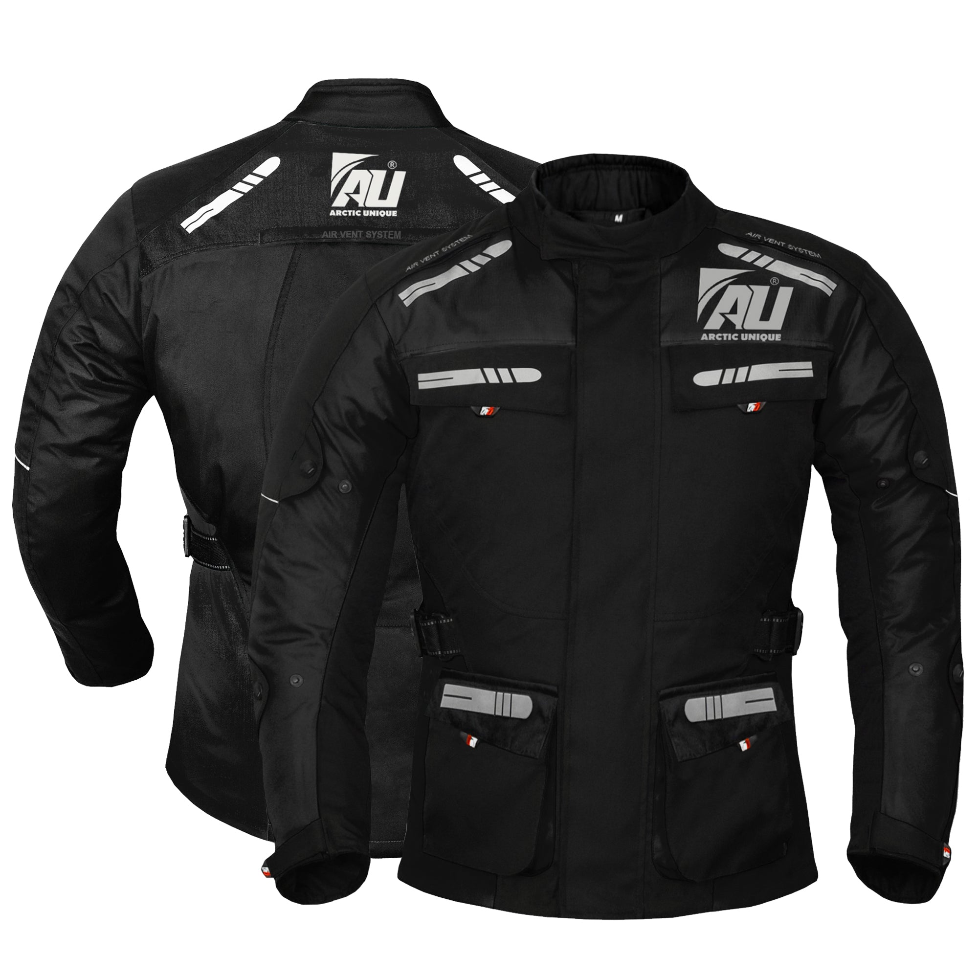 Black Men's Motorcycle Motorbike Jacket Waterproof Textile CE Armoured Reflectors