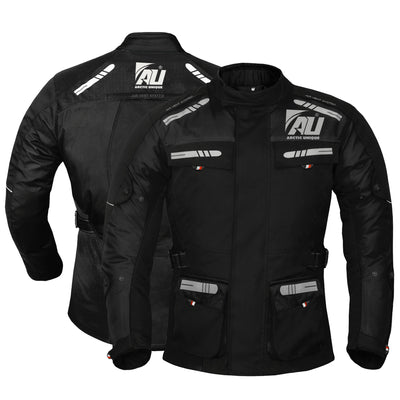 Black Men's Motorcycle Motorbike Jacket Waterproof Textile CE Armoured Reflectors