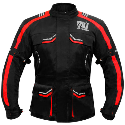 Red Motorcycle Jacket for Men Adventure/Touring Textile CE Armoured Reflectors