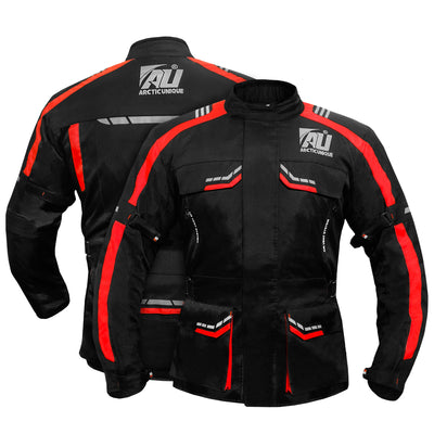 Red Motorcycle Jacket for Men Adventure/Touring Textile CE Armoured Reflectors