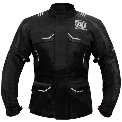 Black Motorcycle Jacket for Men Adventure/Touring Textile CE Armoured Reflectors