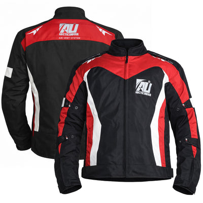 Red Men's Motorcycle Cordura Textile Jacket Waterproof Motorbike CE Approved Armored