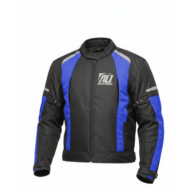 Blue Motorcycle Jacket for Men Adventure/Touring Textile CE Approved Armoured