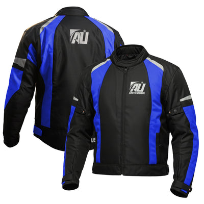 Blue Motorcycle Jacket for Men Adventure/Touring Textile CE Approved Armoured