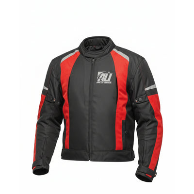 Red Motorcycle Jacket for Men Adventure/Touring Textile CE Approved Armoured