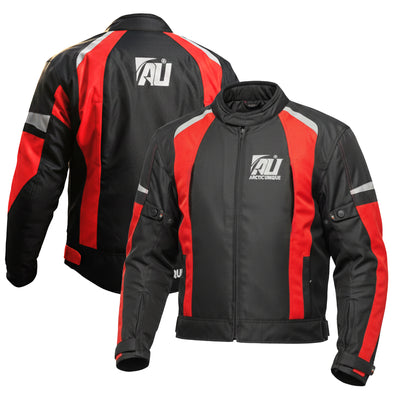 Red Motorcycle Jacket for Men Adventure/Touring Textile CE Approved Armoured