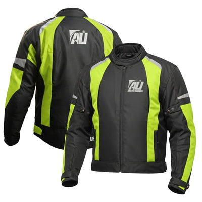 Hi-Vis Green Motorcycle Jacket for Men Adventure/Touring Textile CE Approved Armoured