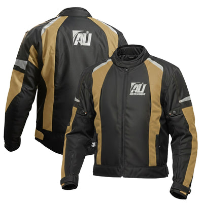 Tan Motorcycle Jacket for Men Adventure/Touring Textile CE Approved Armoured