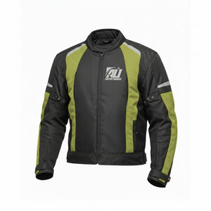 Olive Green Motorcycle Jacket for Men Adventure/Touring Textile CE Approved Armoured